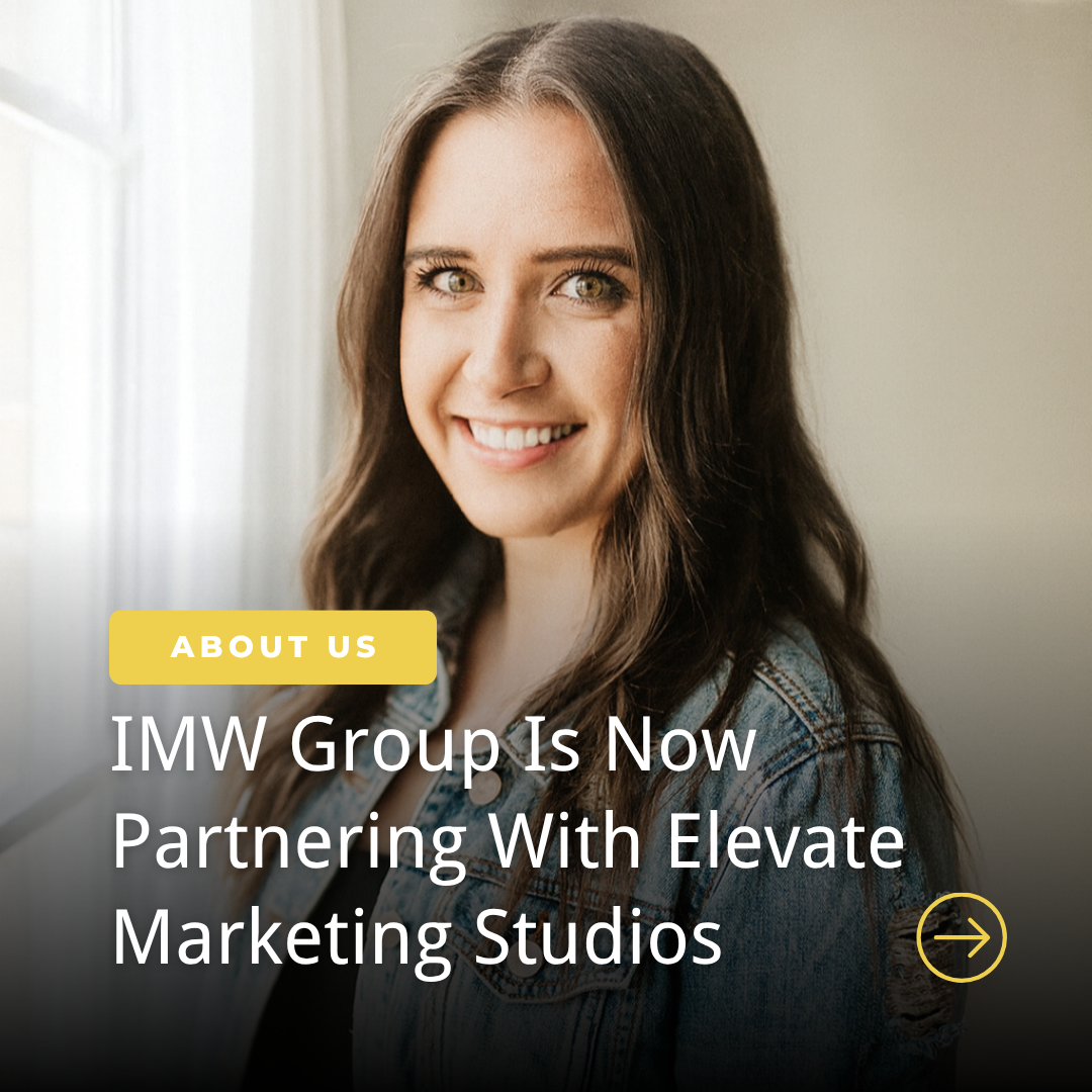 Photo is headshot of Courtney From Elevate Marketing Studios captioned with the blog post title along with a badge that says about us